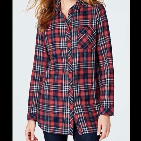 J. Jill XS Red and Blue Plaid Shirt Cotton Hiking Fishing Camping Outdoor Casual - Picture 2 of 9